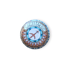 Sagittarius Zodiac Pin, Magnet, or Greeting Card - Handcrafted by House of Metalworks
