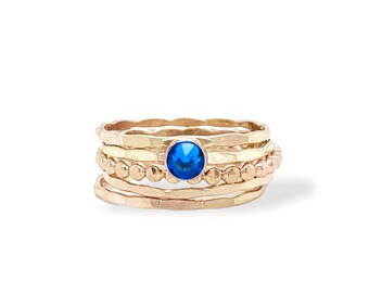 Gold-Filled Sapphire Crystal Stacking Band Set