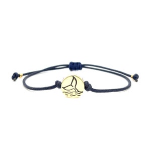 Whale Tail Ocean Charm Adjustable Cord Bracelet - Handmade Nautical Jewelry