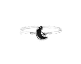 Moon Charm Cut out stacking Ring.