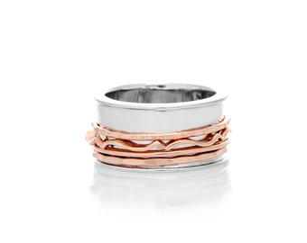 Interchangeable Spinning Starter Ring - Customizable with Hammered, Ripple, Smooth Bands in Sterling Silver, Gold Filled, or Rose Gold