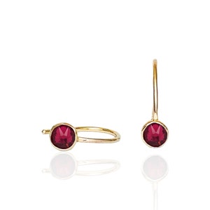 Handgemachte Rubin Kristall Ohrringe, Perfekt Juli Geburtstagsgeschenk - Gold Filled oder Sterling Silber