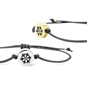 Snowflake Charm Adjustable Bracelet – Winter Friendship Bracelet with Sliding Knot for Layering