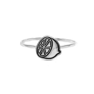 Fresh Lemon Charm Stacking Ring - Citrus Summer Jewelry