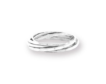 Sterling Silver Rolling Puzzle Ring - Handcrafted Interlocking Band