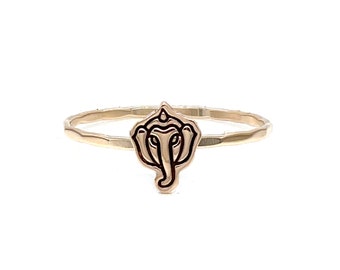 Ready To Ship - Ganesha Charm Ring - Size 8 - Spiritual Hindu Deity Jewelry, Elephant God Symbol, Meditation and Yoga Accessory