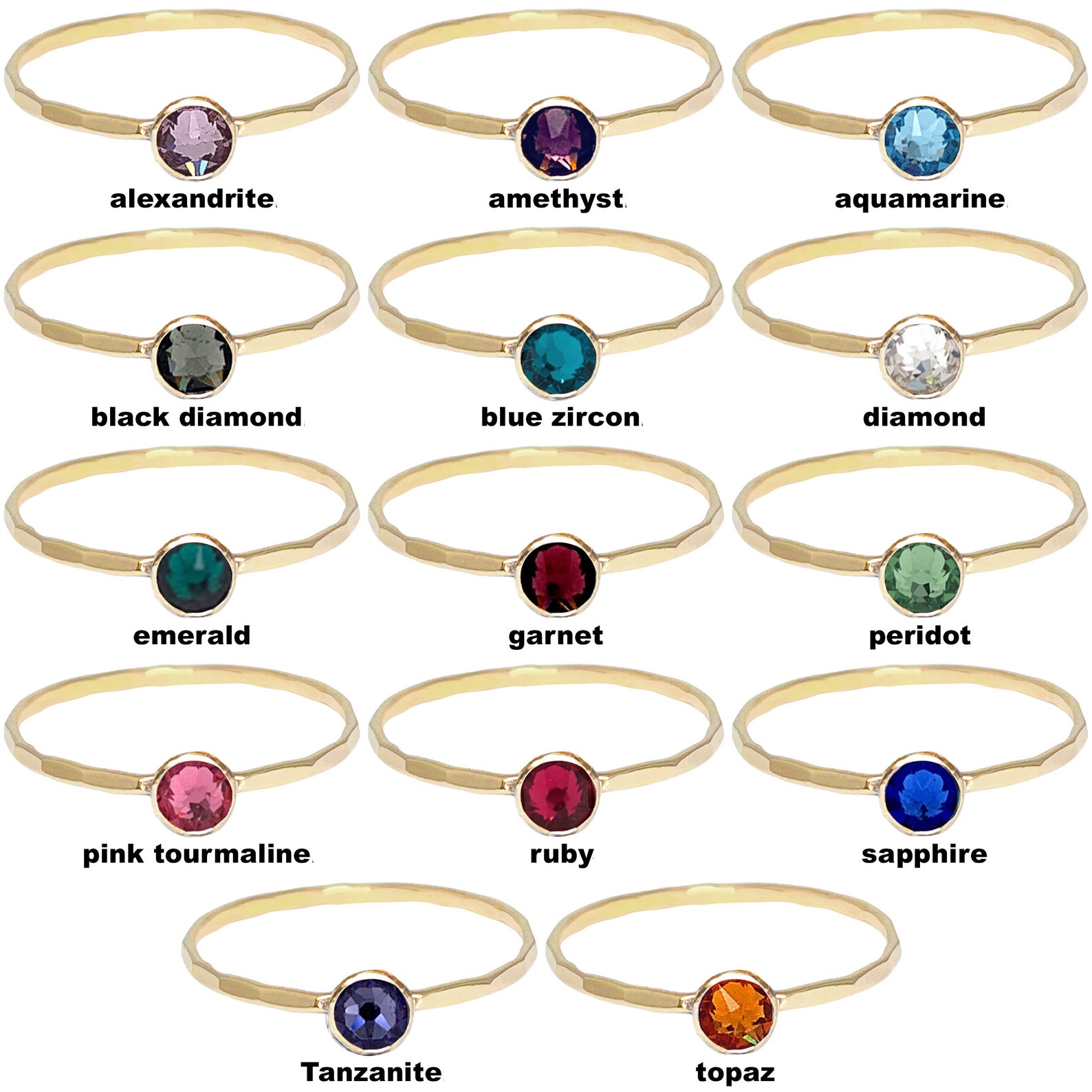 Coloured Solitaire Rings Personalizable Crystal Solitaire Stacking Ring - Etsy