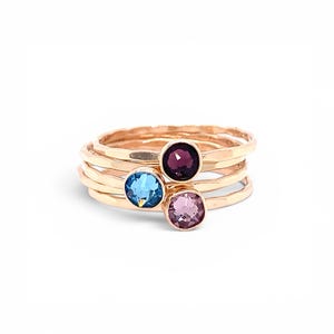 Handmade Solitaire Birthstone Ring | Gold Filled or Sterling Silver Crystal Band