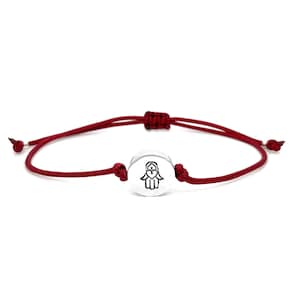 Hamsa Charm Adjustable Cord Friendship Bracelet – Customizable in Aluminum, Brass, or Sterling Silver