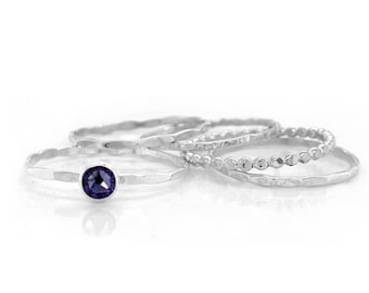 Handmade Sterling Silver Tanzanite Crystal Ring Set