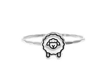 Lamb Charm Stacking Ring - Cute Farm Animal Jewelry, Spring Accessory, Perfect for Layering