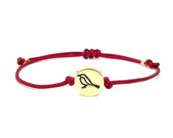 Handmade Robin Charm Adjustable Cord Bracelet - Available in Brass, Sterling Silver, or Aluminum