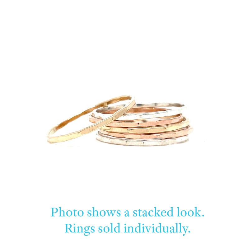 Handmade Hammered Stacking Ring – Sterling Silver, Gold-Filled image 1