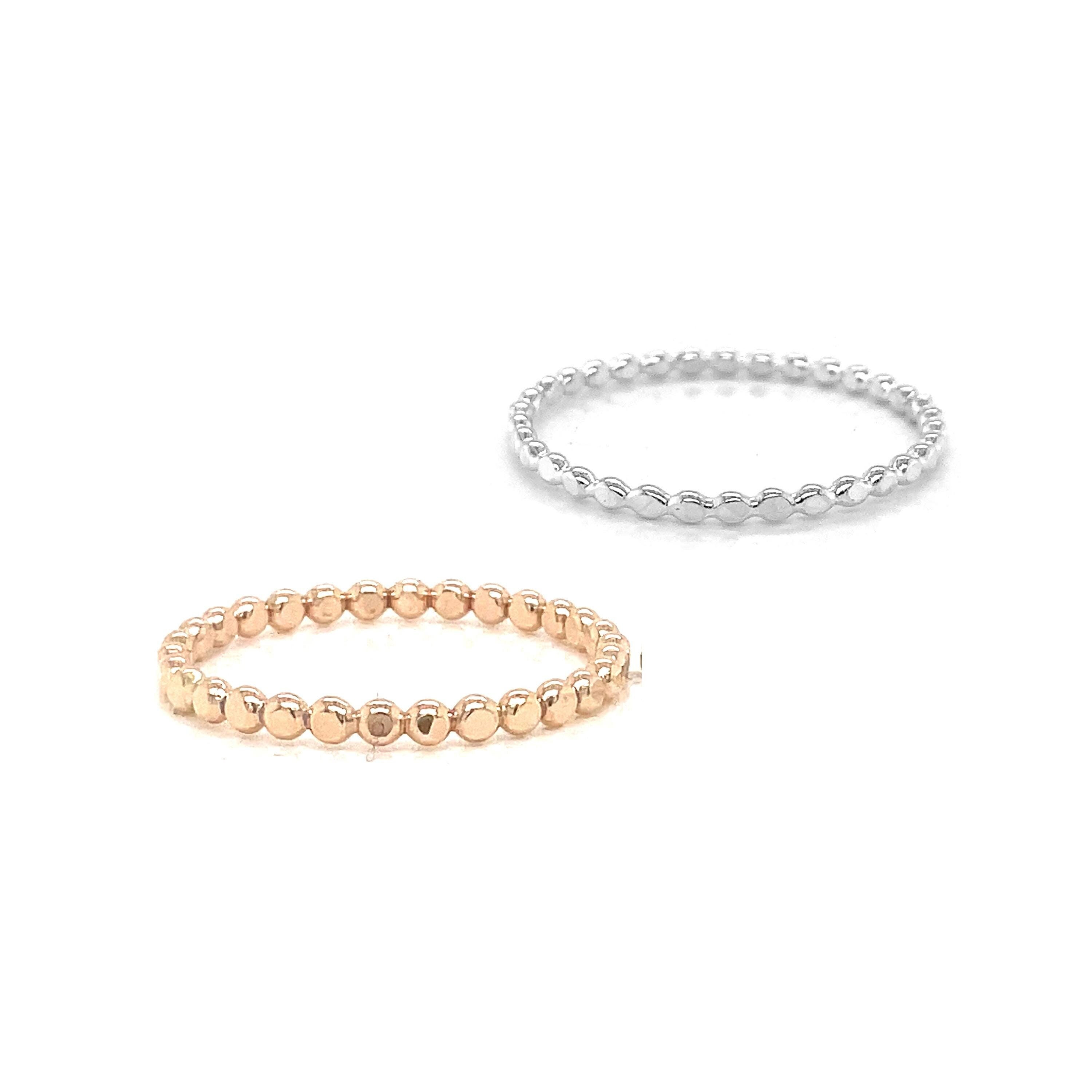 Handmade Hammered Bead Stacking Rings – Custom Size Sterling Silver or 14k Gold Filled Hammered Rings