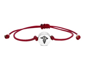 Caduceus Charm Friendship Bracelet, Adjustable Medical Symbol Bracelet