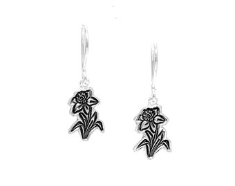 Sterling Silver Daffodil Birth flower Earrings for Spring Celebrations