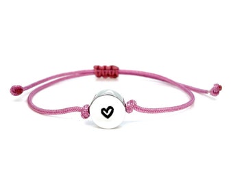 Tiny Heart Charm Bracelet, Adjustable Cord Love Symbol, Dainty Handcrafted Friendship Bracelet, Gift for Her, Romantic Present