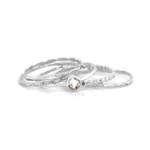 Sterling Silver Customizable Crystal Stacking Ring Set – Birthstone Jewelry