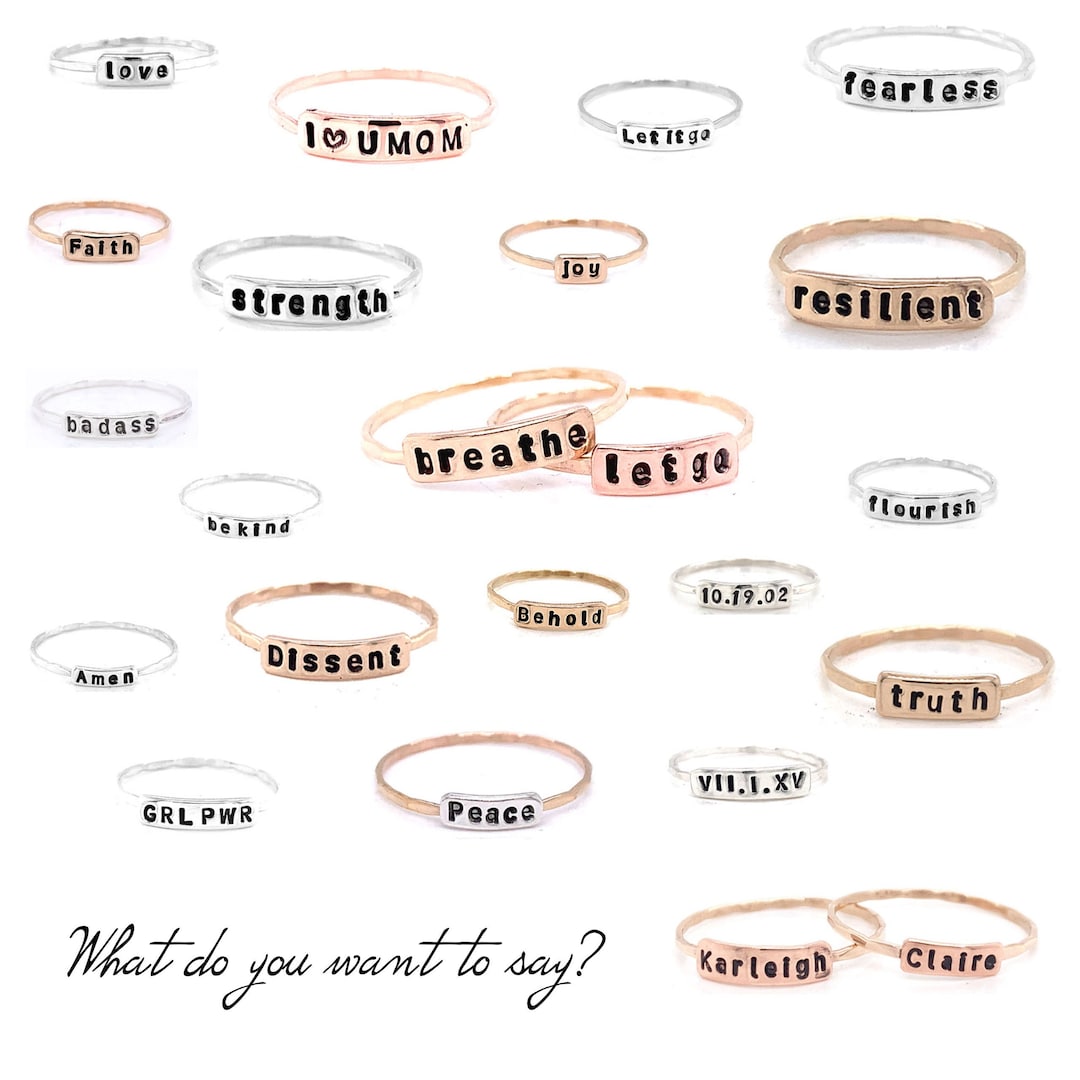 Personalized Text Stacking Ring - Customizable Statement Jewelry - Etsy