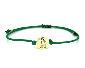 Handmade Rabbit Charm Friendship Bracelet - Adjustable Cord Animal Jewelry