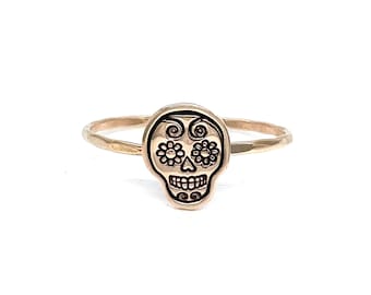 Ready To Ship! Handmade Sugar Skull Ring - Day of the Dead Inspired Jewelry, Unique Gothic Accessory. US Ring Size 8.5