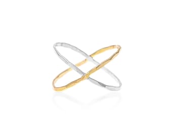 Criss Cross Ring, Gold X Ring, Silber X Ring, Dünner Goldring, X Kreuz Ring, Criss Cross Ring, Geschenk für sie, Kreuz Ring, Statement Ring