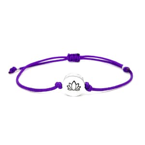 Lotus Flower Charm Freundschaftsarmband - Handgefertigte Verstellbare Schnur