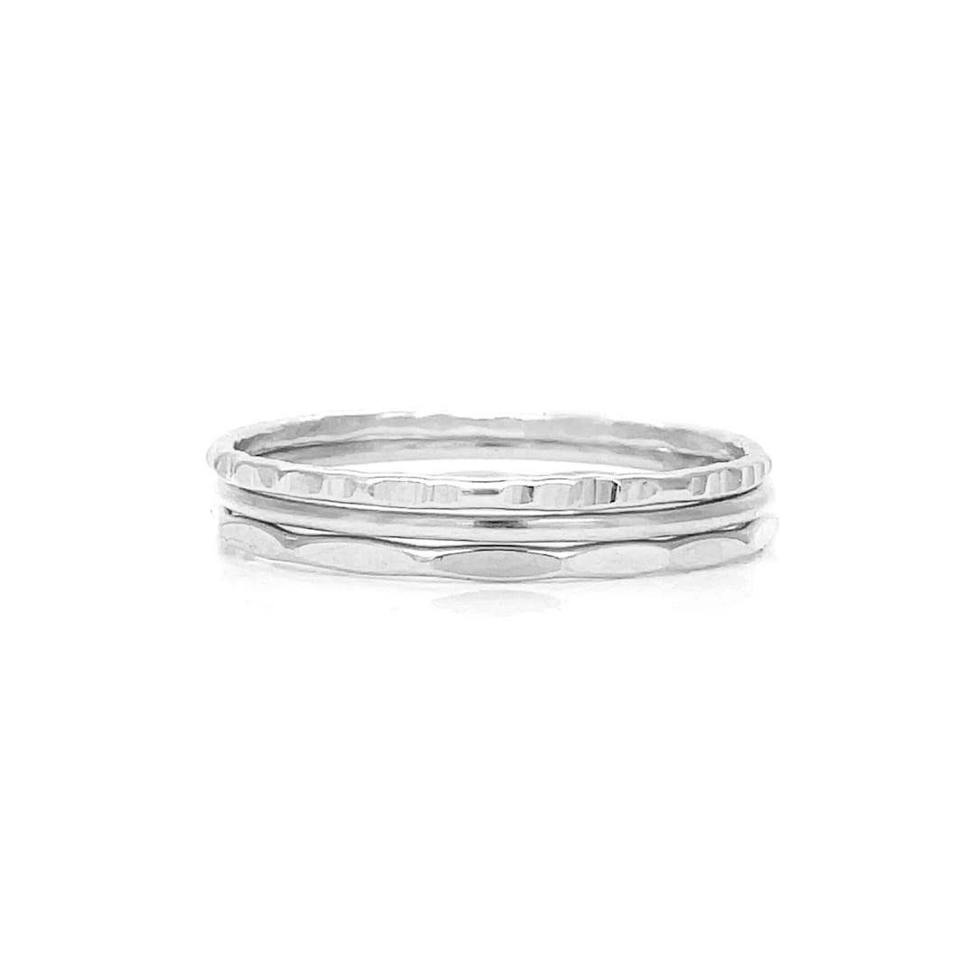 Handmade Textured Stacking Ring Set - Ripple, Smooth, Hammered Finishes ...