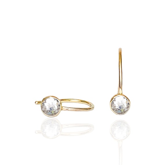 Handmade Diamond Crystal Drop Earrings perfect April Birthday Gift - Gold Filled or Sterling Silver
