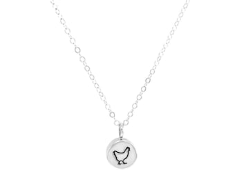 Halsband med hönshänge i sterlingsilver, smycken för bondgårdsdjur
