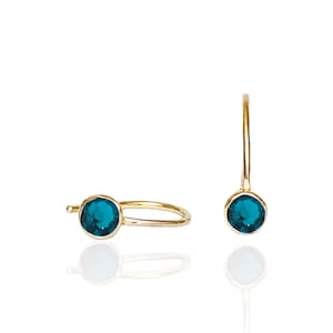 Handmade Blue Zircon Crystal Drop Earrings, Perfect December Birthday Gift - Gold Filled or Sterling Silver