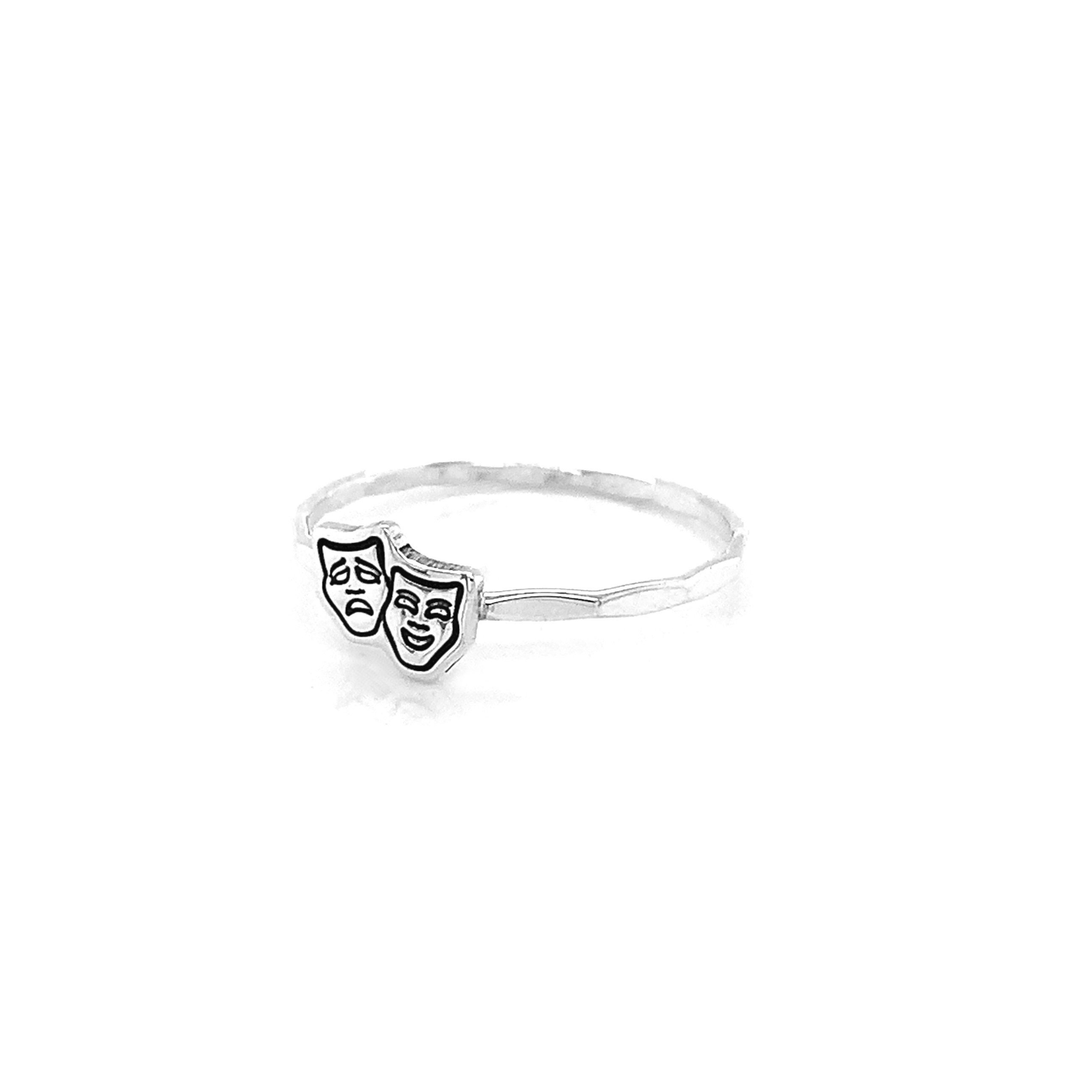 Drama Mask Charm Cut Out Ring