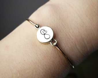 Infinity Symbol Cuff Bracelet, Hinge Clasp, Minimalist Sterling Silver Bracelet, Elegant Brass Infinity Bangle