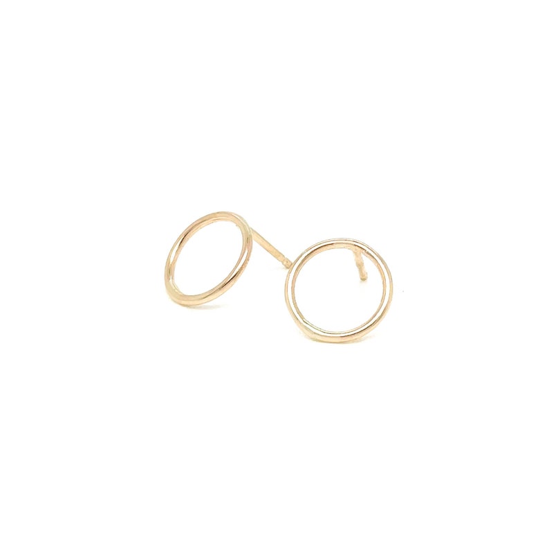 Minimalist Handmade Tiny Circle Stud Earrings in Sterling Silver or Gold Filled image 2