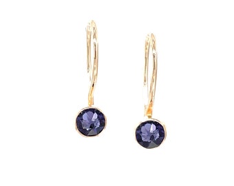 Tanzanite Drop Earrings in Gold Filled, Elegant Sterling Silver Crystal Earrings, Delicate Gemstone Dangle Earrings, Gift for Her