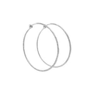 Eco-Friendly 1.5 Inch Recycled Sterling Silver Hammered Hoop Earrings - Handcrafted, Lightweight, Sustainable Jewelry