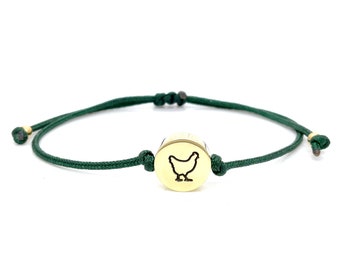 Handmade Chicken Charm Friendship Bracelet - Adjustable Cord, Customizable Animal Jewelry