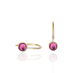 Handmade Pink Tourmaline Crystal Drop Earrings perfect October Birthday Gift - Gold Filled or Sterling Silver