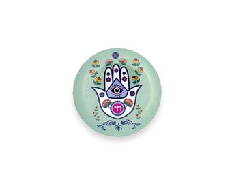 Hamsa Hand with Chai Pin, Magnet, or Greeting Card by House of Metalworks