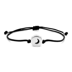 Handmade Moon Charm Adjustable Cord Bracelet - Celestial Inspired Jewelry