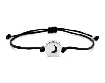 Handmade Moon Charm Adjustable Cord Bracelet - Celestial Inspired Jewelry
