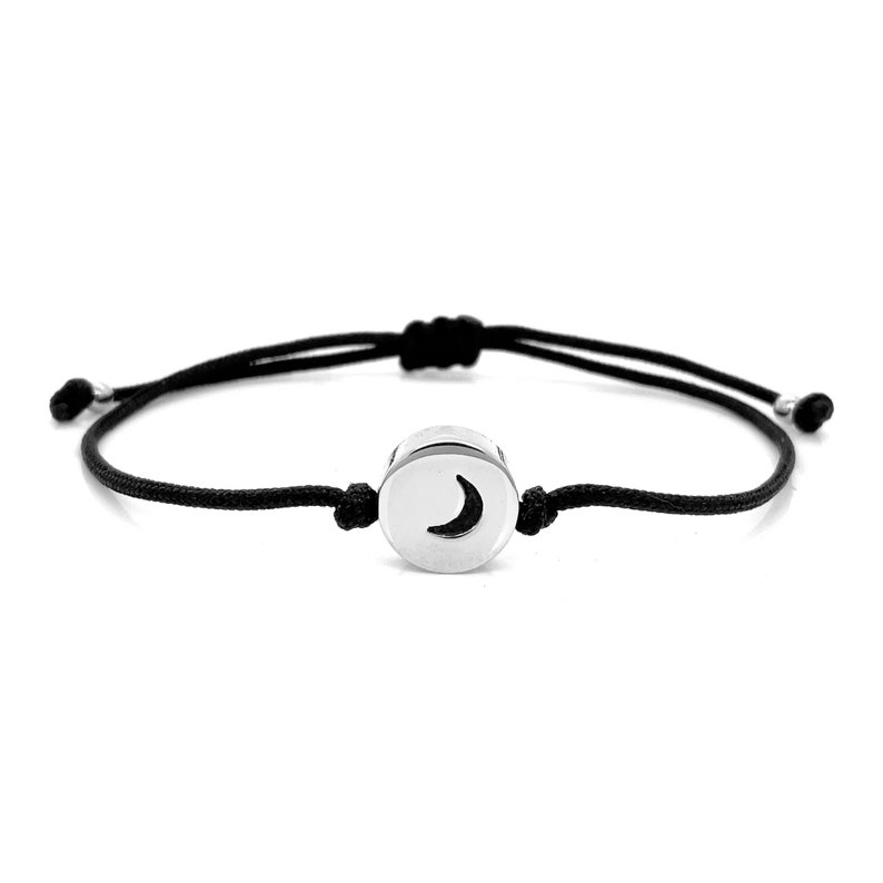 Handmade Moon Charm Adjustable Cord Bracelet Celestial Inspired Jewelry image 1
