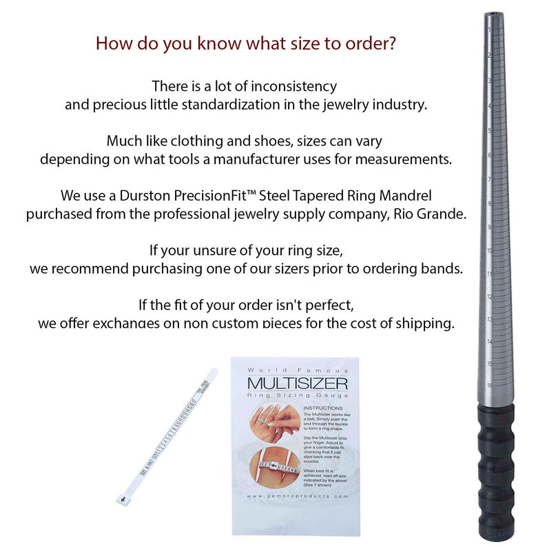May include: A silver ring sizer with black rubber grips and a white measuring tape. The sizer is used to determine the correct ring size. The image includes text that reads "World Famous Multisizer Ring Sizing Gauge".