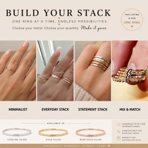 Handmade Hammered Stacking Ring – Sterling Silver, Gold Filled, Rose Gold Filled image 2
