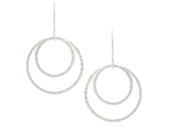 Circle Earrings, Geometric Earrings, Silver Earrings, Dangle Earrings, Hoop Earrings, Simple Earrings, Lightweight Earrings, Sterling Silver