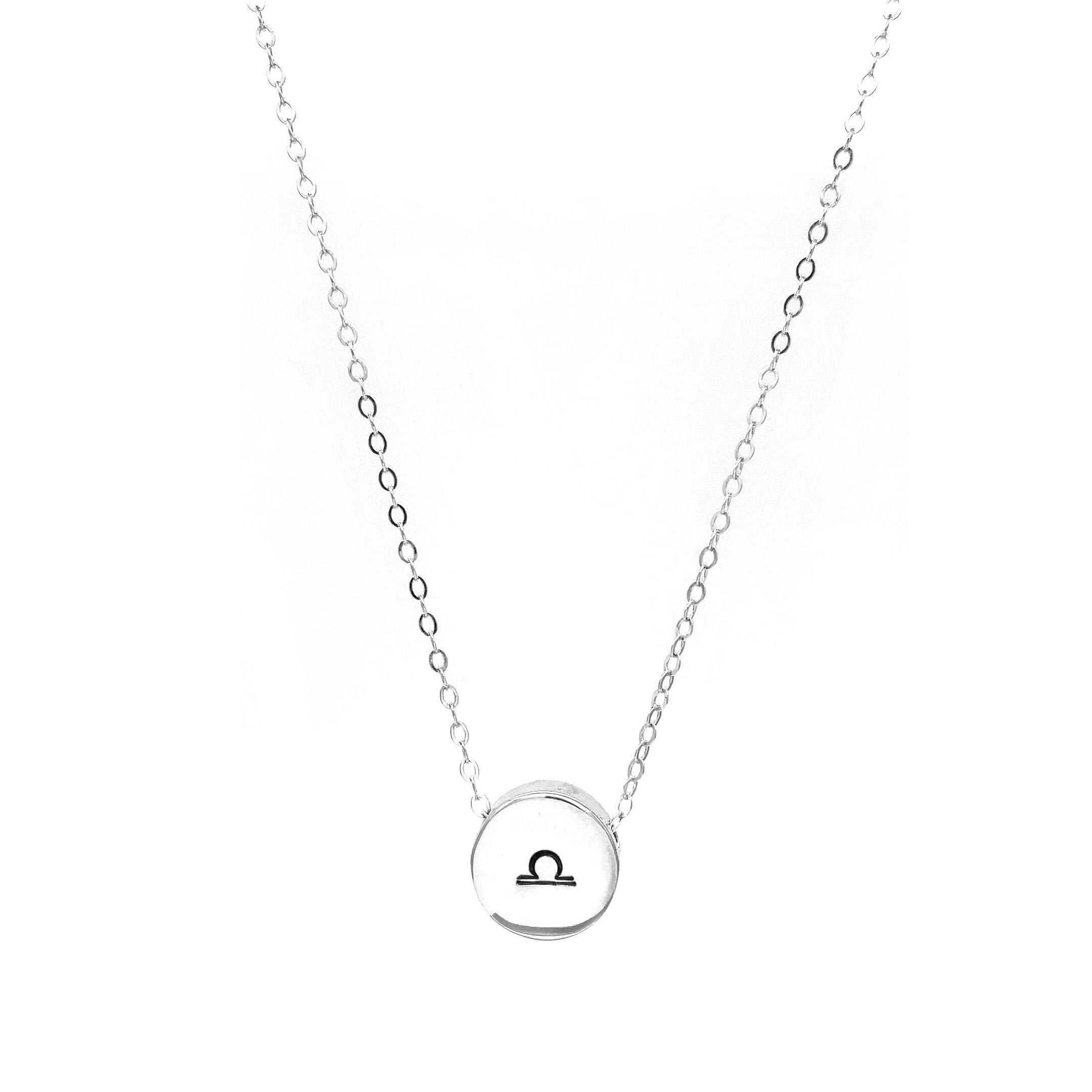 Libra Charm Necklace Zodiac Jewelry in Sterling Silver Brass or Aluminum Etsy