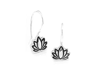 Lotus Flower Symbol Cut Out Dangle Earrings