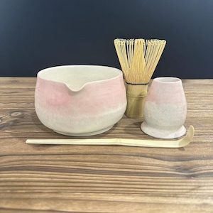 Pre order Pink Handmade Ceramic Matcha Bowl Set,Large Capacity Matcha Bowl Set,Birthday Gift,Personalized Matcha Bowl,Matcha Bowl Set,500ML