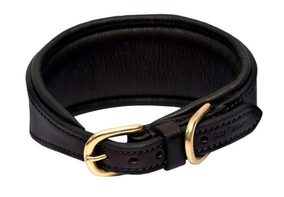 Pear Tannery Greyhound Leather Padded Dog Collar Canada