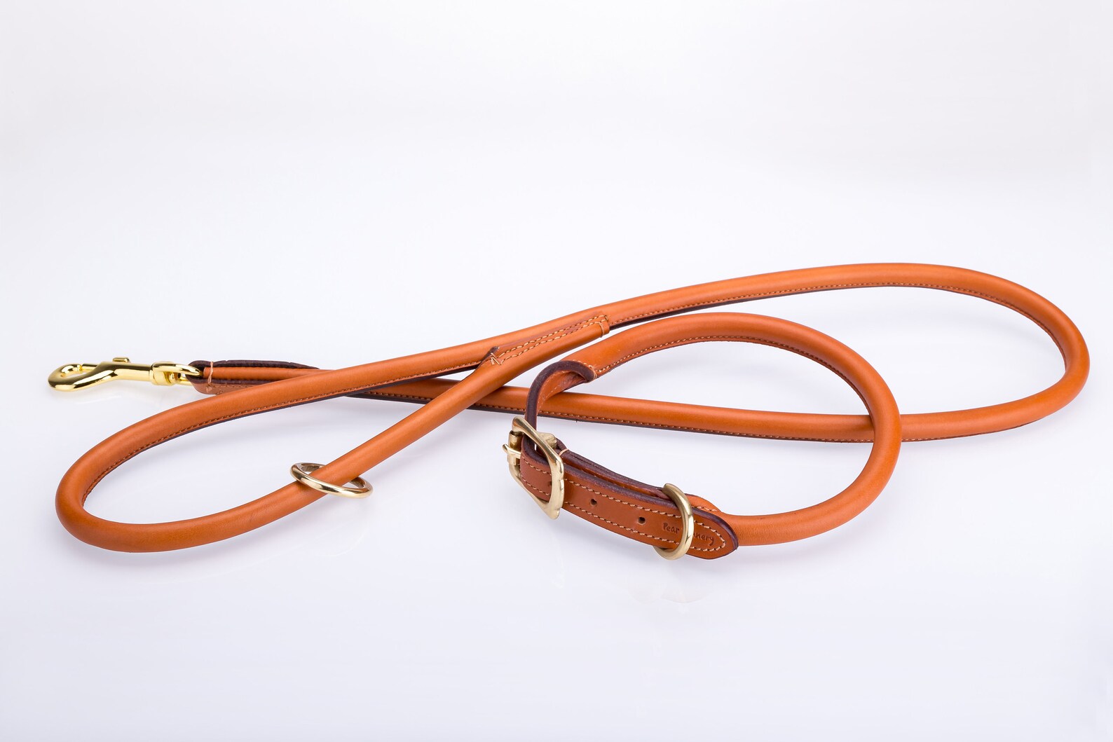 Handmade rolled soft european leather dog collar with solid Etsy